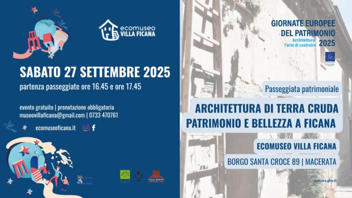 Giornate Europee del Patrimonio 2025 anche a Macerata: a Villa Ficana un viaggio nella bellezza dell’architettura di terra cruda