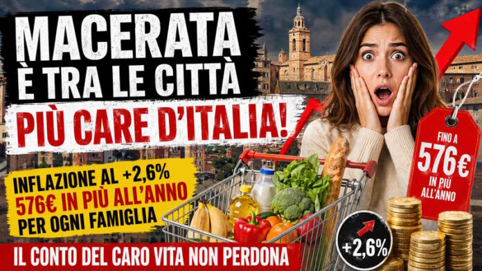 Macerata tra le città più care d’Italia: il conto dell’inflazione fa tremare le famiglie